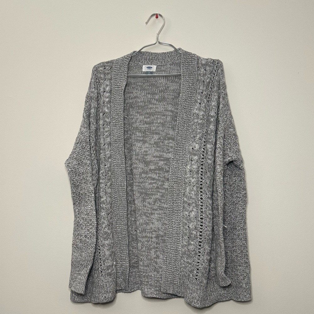 Old Navy Knit Open Front Cardigan Sweater Gray Size M Chunky